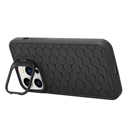 Husa de Protectie TPU, Flippy, pentru Apple iPhone 14, 3D Cube, cu Inel, Protectie Camera, Antisoc, Antizgariere, Antialunecare, Acoperire Completa, Negru [2]