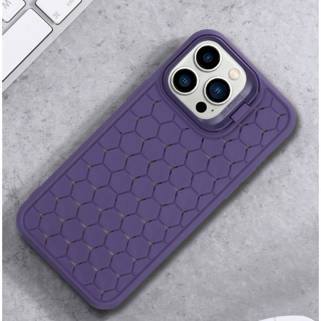 Husa de Protectie TPU, Flippy, pentru Apple iPhone 15, 3D Cube, cu Inel, Protectie Camera, Antisoc, Antizgariere, Antialunecare, Acoperire Completa, Mov [1]