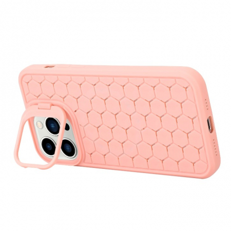 Husa de Protectie TPU, Flippy, pentru Apple iPhone 15 Pro, 3D Cube, cu Inel, Protectie Camera, Antisoc, Antizgariere, Antialunecare, Acoperire Completa, Roz [2]