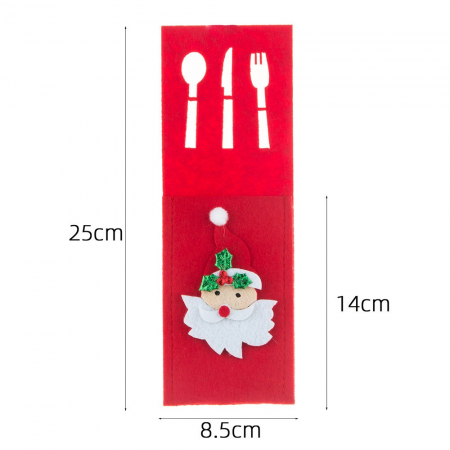 Husa decorativa pentru set tacamuri Flippy, model Mos Craciun, material poliester, 25 x 8.5 cm, rosu [2]