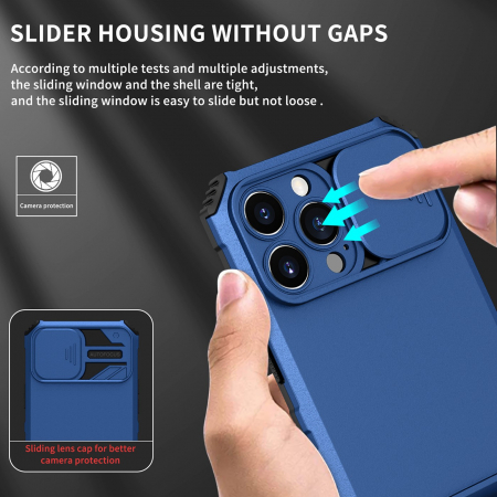 Husa Defender cu Stand pentru Samsung Galaxy S22 Ultra, Albastru, Suport reglabil, Antisoc, Protectie glisanta pentru camera, Flippy [4]