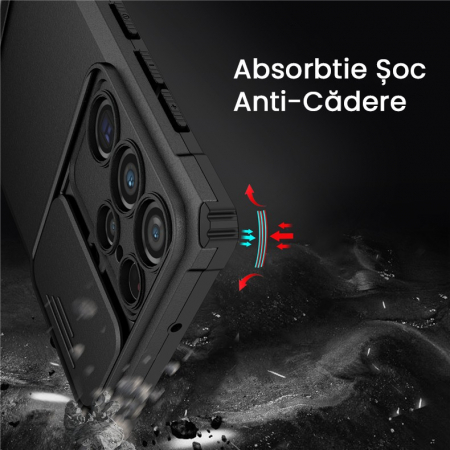 Husa Defender cu Stand pentru Samsung Galaxy S24 FE, Flippy, Suport reglabil, Antisoc, Protectie glisanta pentru camera, Negru [3]