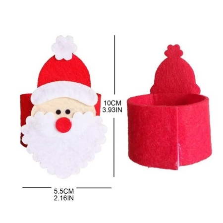Husa deocarativa festiva pentru servetele si tacamuri, tema Mos Craciun, material textil si poliester, 5.5 x 10 cm, rosu [5]