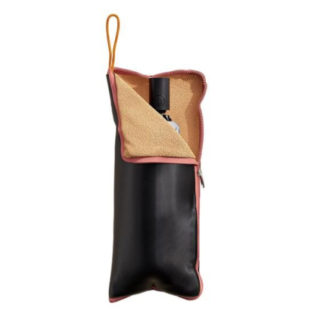 Casă și camping - Husa Depozitare Umbrela, Flippy, Impermeabila, Interior Microfibra, cu Fermoar, 28 x 12 cm, Negru/Portocaliu