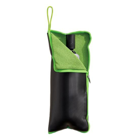 Casă și camping - Husa Depozitare Umbrela, Flippy, Impermeabila, Interior Microfibra, cu Fermoar, 28 x 12 cm, Negru/Verde