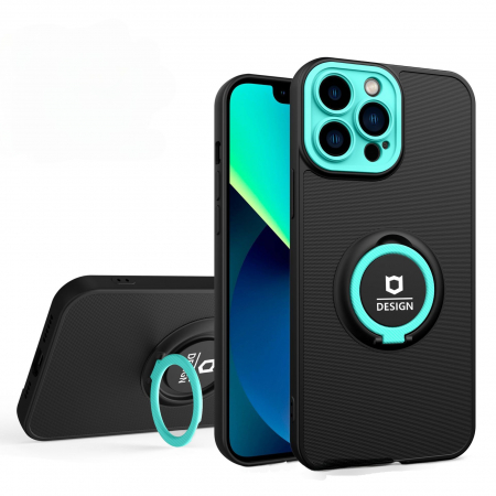 Husa Eagle Eye cu Stand pentru Apple iPhone 12 Pro (6.1) Negru/Turcoaz, Suport Auto Magnetic, Protectie Antisoc, Flippy [1]