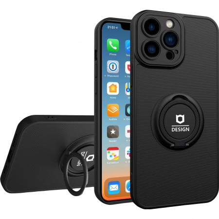 Husa Eagle Eye cu Stand pentru Huawei P20 Lite, Negru, Suport Auto Magnetic, Protectie Antisoc, Flippy [0]