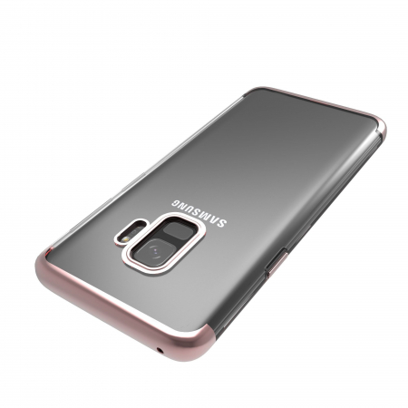 Husa Huawei P20 Lite Transparent cu Margini Roz-Aurii [5]