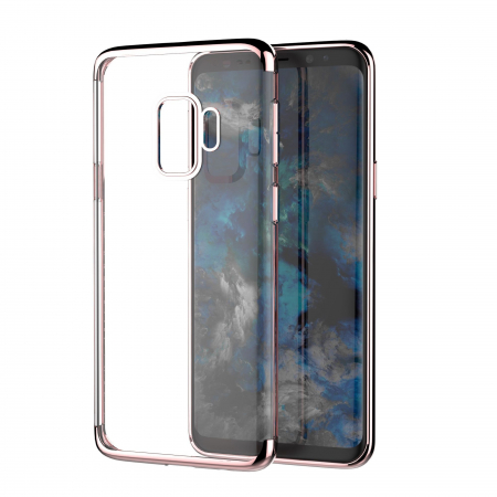 GSM - Husa Huawei P20 Lite Transparent cu Margini Roz-Aurii