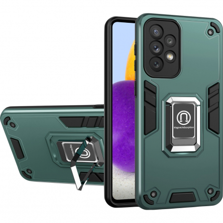 GSM - Husa Iron Warriors pentru iPhone 11, Flippy, Hybrid Ring Holder Kickstand, Verde inchis