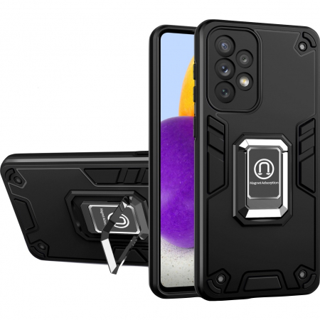GSM - Husa Iron Warriors pentru iPhone 12 Pro, Flippy, Hybrid Ring Holder Kickstand, Negru