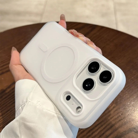 Sub 99 Lei - Husa Jelly Magnetic 2in1, Flippy, pentru iPhone 17 Pro Max, Magsafe, Alb