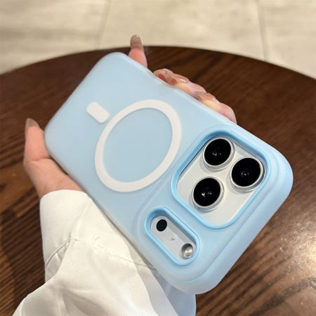 Sub 99 Lei - Husa Jelly Magnetic 2in1, Flippy, pentru iPhone 17 Pro Max, Magsafe, Albastru deschis