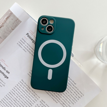 Husa MagSafe pentru Apple iPhone 12 Pro, Silicon, Protectie pentru camera, Magnetica, Incarcare Wireless, Flippy, Verde [2]