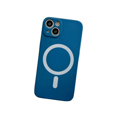 Husa MagSafe pentru Apple iPhone 13, Silicon, Protectie pentru camera, Magnetica, Incarcare Wireless, Flippy, Albastru [1]