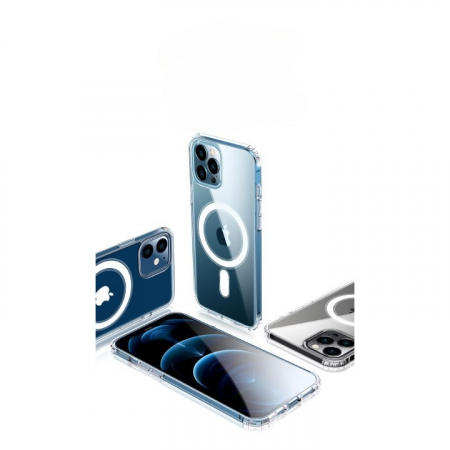 GSM - Husa MagSafe Silicone Acryl pentru iPhone 14 Pro Max, Flippy, ambalaj Blister Transparenta