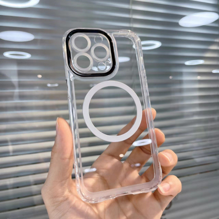 Husa MagSafe Silicone pentru iPhone 13 Pro, Flippy, Transparenta, Magnetica, Extra Protectie Camera Negru [2]