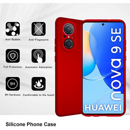 Husa Matte TPU pentru Huawei NOVA 9 SE, Flippy, Silicon Slim, Protectie Antisoc, Rosu [3]