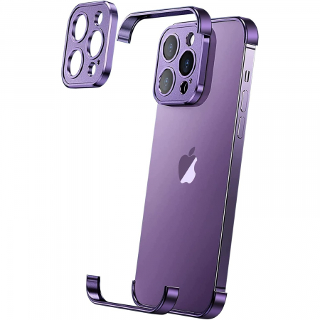 Huse de telefoane - Husa Metalica Edgeless Compatibila cu iPhone 16 Plus, Flippy, Protectie pentru Colturi si Camera, Aliaj Aluminiu, Antisoc, Antizgariere, Mov
