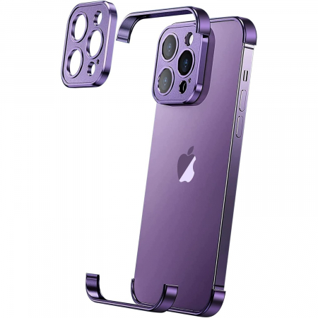 Huse de telefoane - Husa Metalica Edgeless Compatibila cu iPhone 16 Pro, Flippy, Protectie pentru Colturi si Camera, Aliaj Aluminiu, Antisoc, Antizgariere, Mov