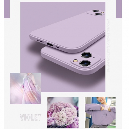 Husa pentru Apple iPhone 14 Flippy, Liquid Silicone, cu Microfibra pe interior, Protectie Antisoc, Grass purple, Mov [4]