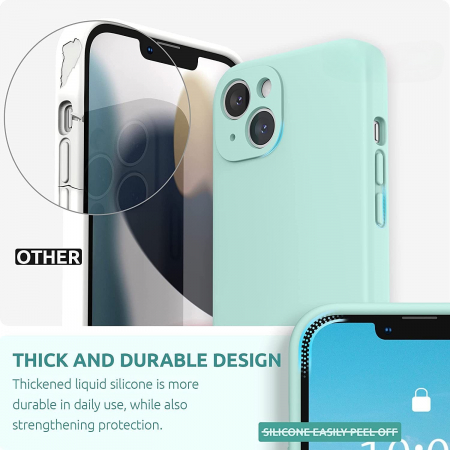 Husa pentru Apple iPhone 14 Plus Flippy, Liquid Silicone, cu Microfibra pe interior, Protectie Antisoc, Light Cyan [2]