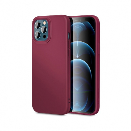 GSM - Husa pentru Apple iPhone 14 Plus Flippy, Liquid Silicone, cu Microfibra pe interior, Protectie Antisoc, Wine red, Claret