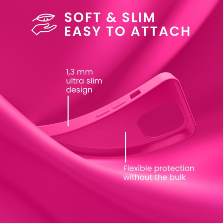 Husa pentru Apple iPhone 14 Pro Max Flippy, Liquid Silicone, cu Microfibra pe interior, Protectie Antisoc, Roz-Fuchsia [3]