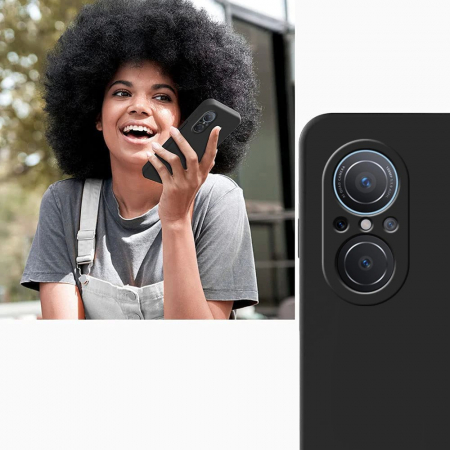 Husa pentru Huawei NOVA 9 SE, Flippy, Liquid Silicone, cu Microfibra pe interior, Protectie Antisoc, Negru [3]