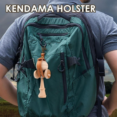 Husa pentru Kendama, Flippy, Husa de Depozitare pentru Kendama, din Piele Ecologica, Catarama cu Agatare pentru Transportare, Model Breloc Simplu, 19.5 x 2.5 cm, Maro [3]
