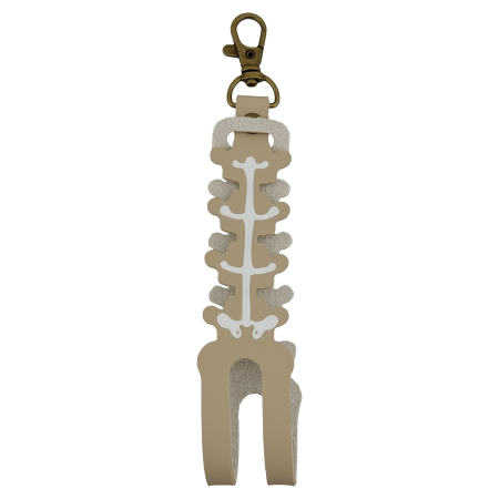 Husa pentru Kendama, Flippy, tip Pandativ/Breloc, Imprimeu Skull, din Piele Ecologica, 26 x 3.2 cm, Bej deschis [1]