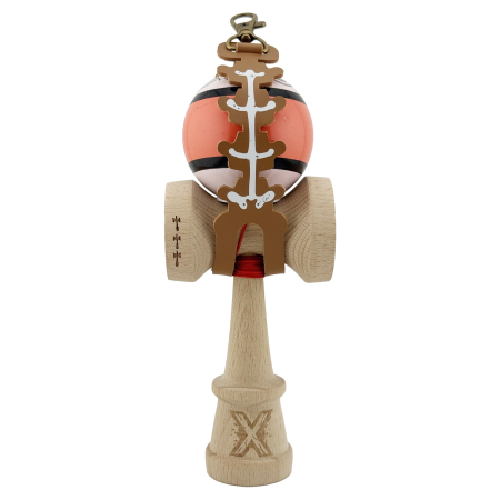 Husa pentru Kendama, Flippy, tip Pandativ/Breloc, Imprimeu Skull, din Piele Ecologica, 26 x 3.2 cm, Maro [2]