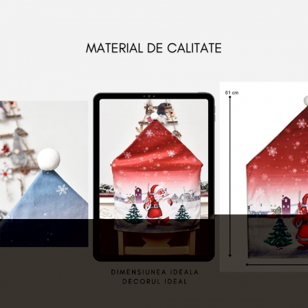 Lichidare Husa pentru scaun Flippy, tematica Craciun, material textil/poliester, 61 x 47 cm, rosu [2]