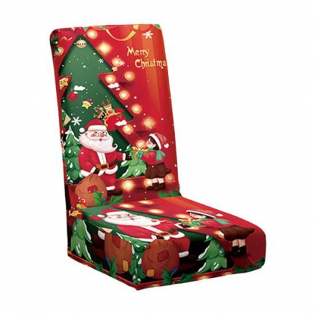 Pentru Casa si Camping - Husa pentru scaun, Flippy, Tematica Craciun, Model 2 Mos Craciun si Baietel, Verde/Rosu