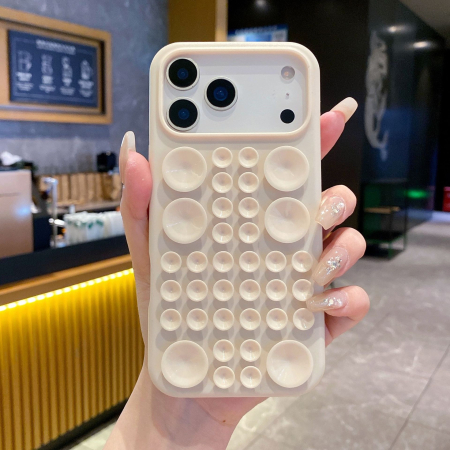 Sub 99 Lei - Husa pentru Telefon cu Ventuze, Flippy, pentru iPhone 17 Pro, Crem