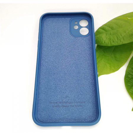 Husa protectie compatibila cu Apple iPhone 11 Liquid Silicone Case Albastru Inchis [6]