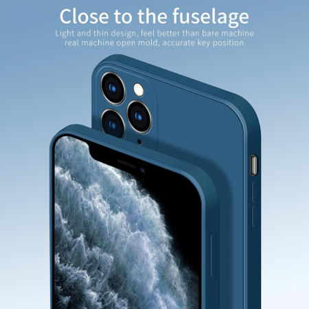 Husa protectie compatibila cu Apple iPhone 11 Pro Max Liquid Silicone Case Albastru inchis [24]