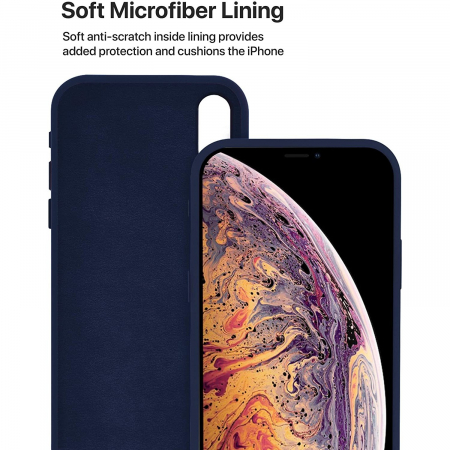 Husa protectie compatibila cu Apple iPhone XS Liquid Silicone Case Albastru inchis [7]