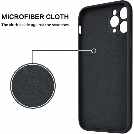 Husa protectie Flippy compatibila cu Apple iPhone 11 Pro Liquid Silicone Ring cu suport rotativ Negru [6]