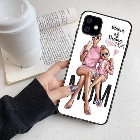 Husa protectie,Flippy, compatibila cu Apple iPhone 12 Glass print Mama of Drama Multicolor [4]