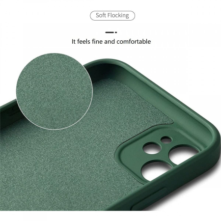 Husa protectie Flippy compatibila cu Apple iPhone 12 Liquid Silicone Ring cu suport rotativ Verde [2]