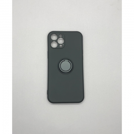 Husa protectie Flippy compatibila cu Apple iPhone 12 Pro Max Liquid Silicone Ring cu suport rotativ Negru [6]