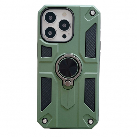 GSM - Husa protectie Flippy compatibila cu Apple iPhone 13 Defender Model 5 cu suport prindere inel,Verde