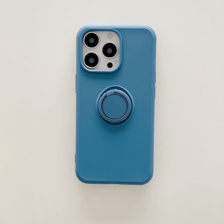 Husa protectie Flippy compatibila cu Apple iPhone 13 Liquid Silicone Ring cu suport rotativ Albastru [1]