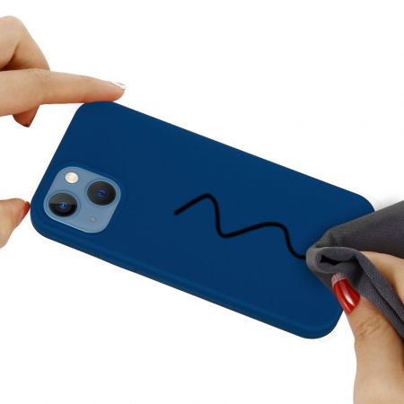 Husa protectie Flippy compatibila cu Apple iPhone 13 Mini Liquid Silicone Albastru Inchis [3]