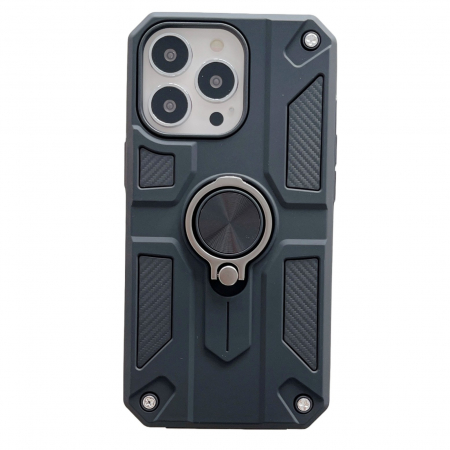 GSM - Husa protectie Flippy compatibila cu Apple iPhone 13 Pro Defender Model 5 cu suport prindere inel,Negru