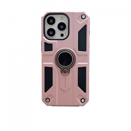 GSM - Husa protectie Flippy compatibila cu Apple iPhone 13 Pro Defender Model 5 cu suport prindere inel,Roz Auriu