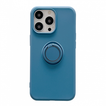 Huse de telefoane - Husa protectie Flippy compatibila cu Apple iPhone 13 Pro Liquid Silicone Ring cu suport rotativ Albastru