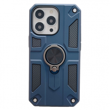 GSM - Husa protectie Flippy compatibila cu Apple iPhone 13 Pro Max Defender Model 5 cu suport prindere inel,Albastru