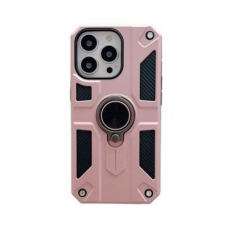 GSM - Husa protectie Flippy compatibila cu Apple iPhone 13 Pro Max Defender Model 5 cu suport prindere inel,Roz Auriu